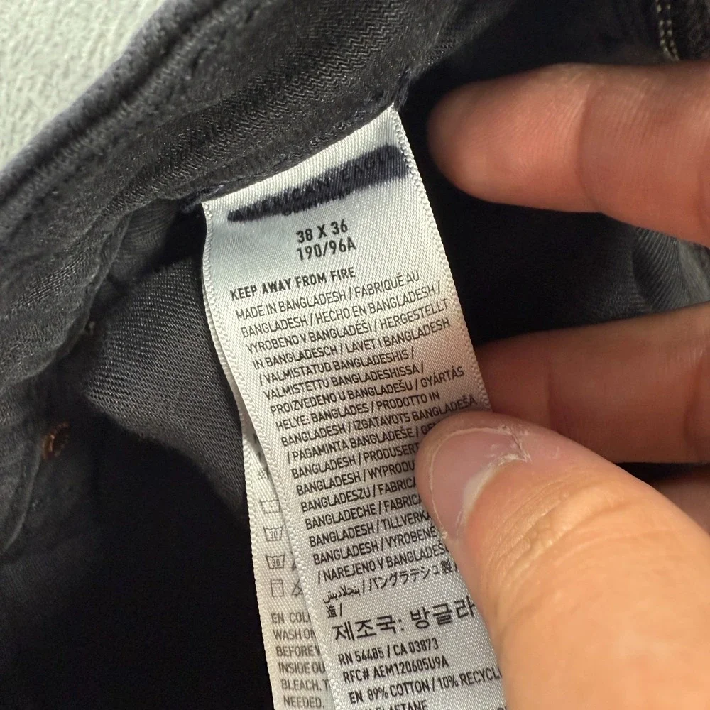 American Eagle Jeans‎ Mens 36x36 (37x34) Black Original Bootcut Airflex+ Stretch